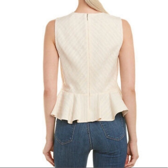 Rebecca Taylor Cream Textured Stripe Peplum Top- Size 2- NWT - Picture 2 of 10